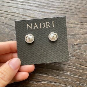 Nadri Silver and Pearl Stud Earrings